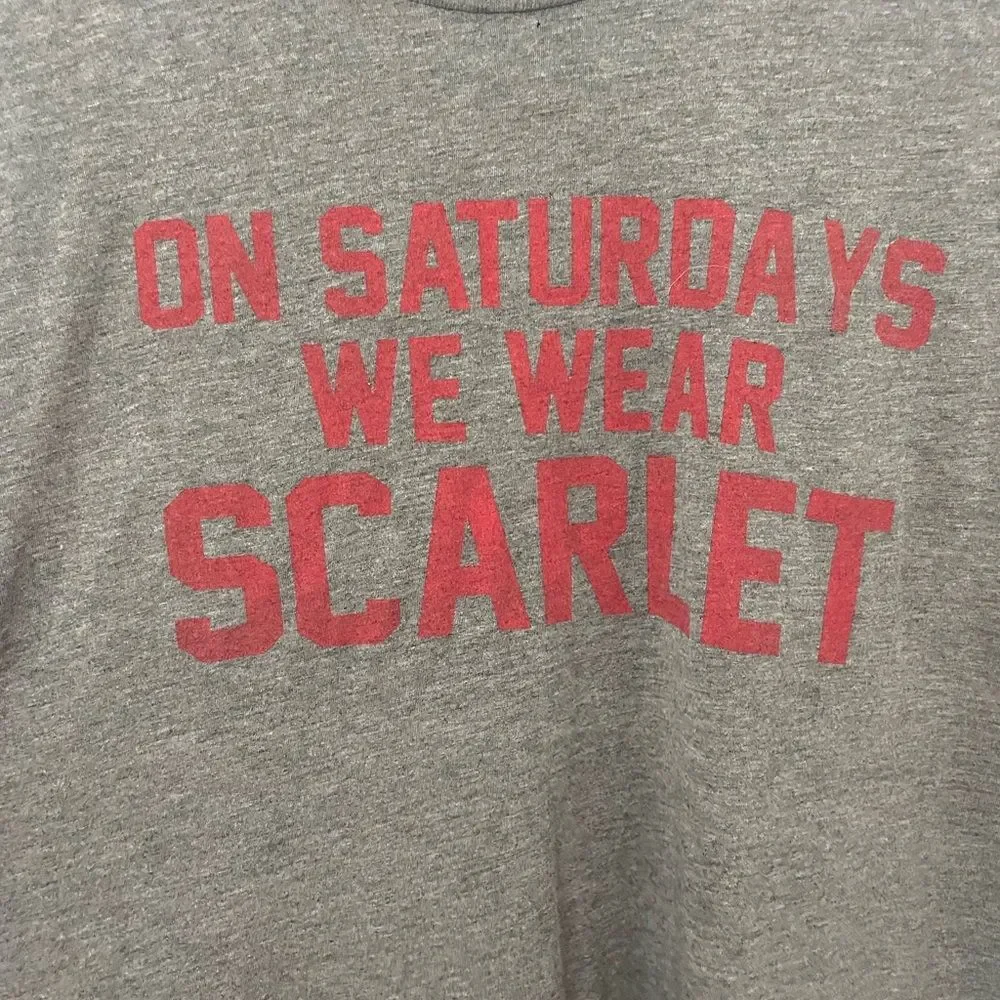 Ohio State Buckeyes Men’s Grey On Saturdays We Wear Scarlet T- Shirt SZ XXL